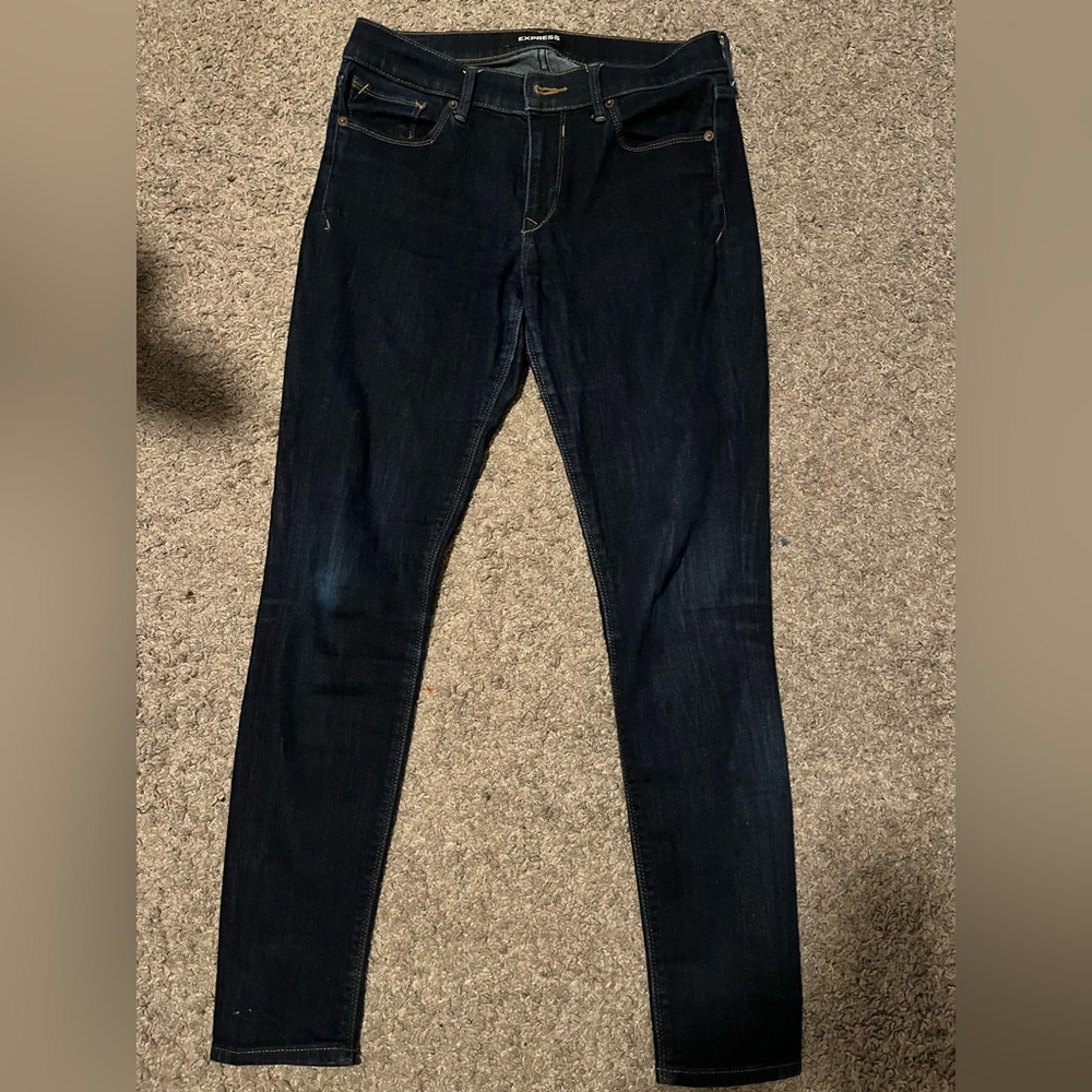 Express dark blue skinny jeans